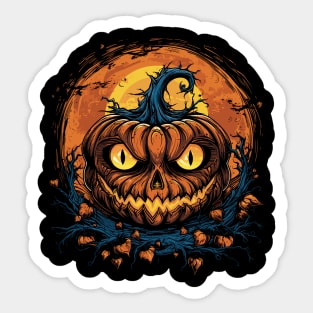 Halloween Pumpkin, Spooky Pumpkin Face Sticker